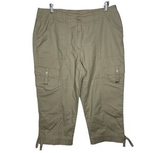 Alia Cargo cropped Pants khaki cotton hi rise stretch utility drawstring leg 14